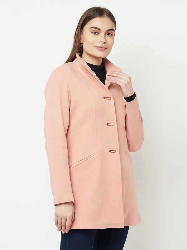 Women Suede Pink Coat