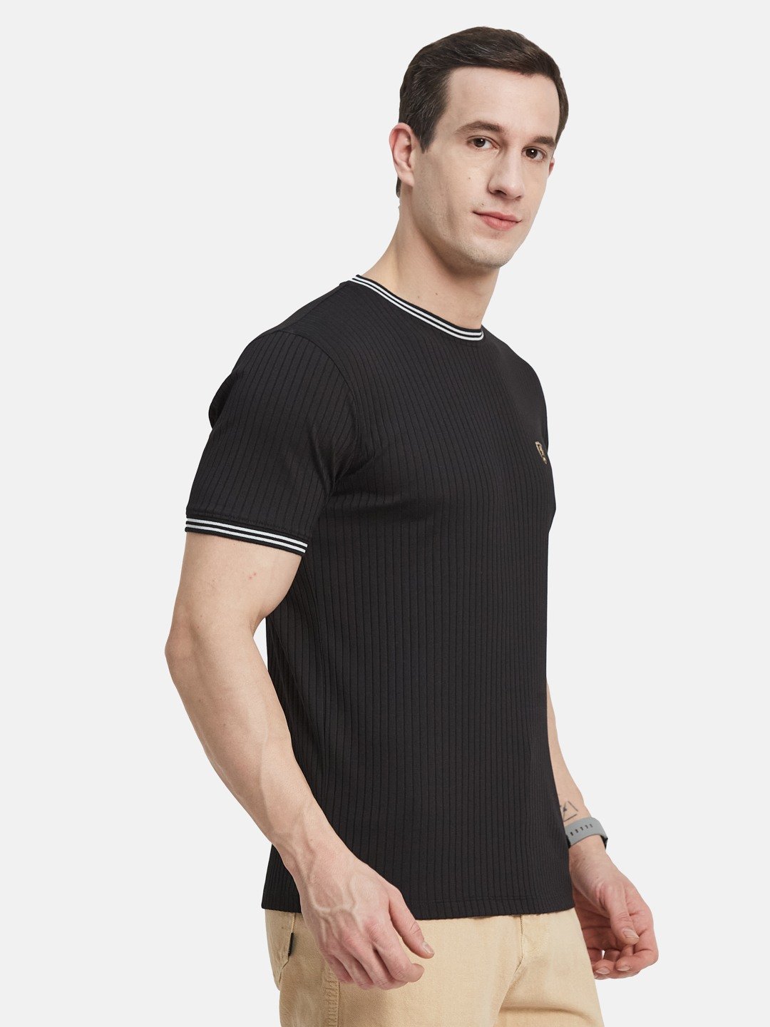 STRUCTURE ROUND NECK RIB STRUCTURE T-SHIRT