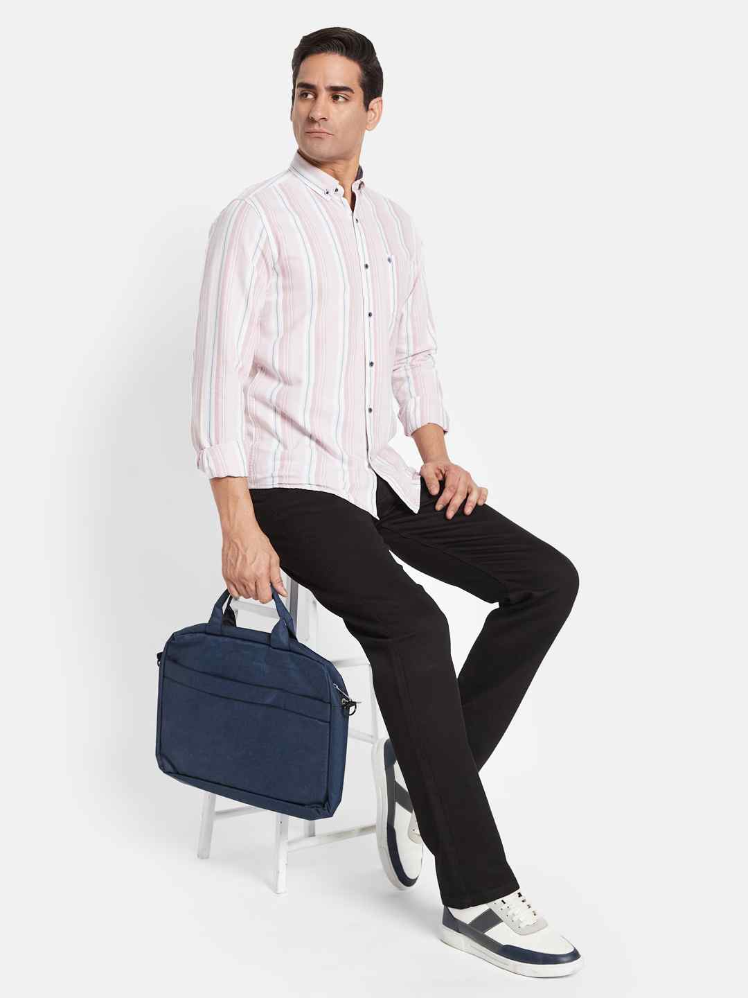 METTLE Men Multi Stripes Opaque Striped Casual Shirt