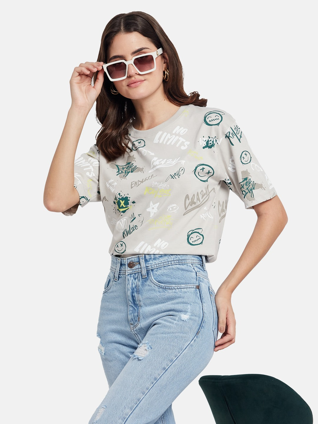 METTLE Typography Printed Round Neck Cotton T-shirt
