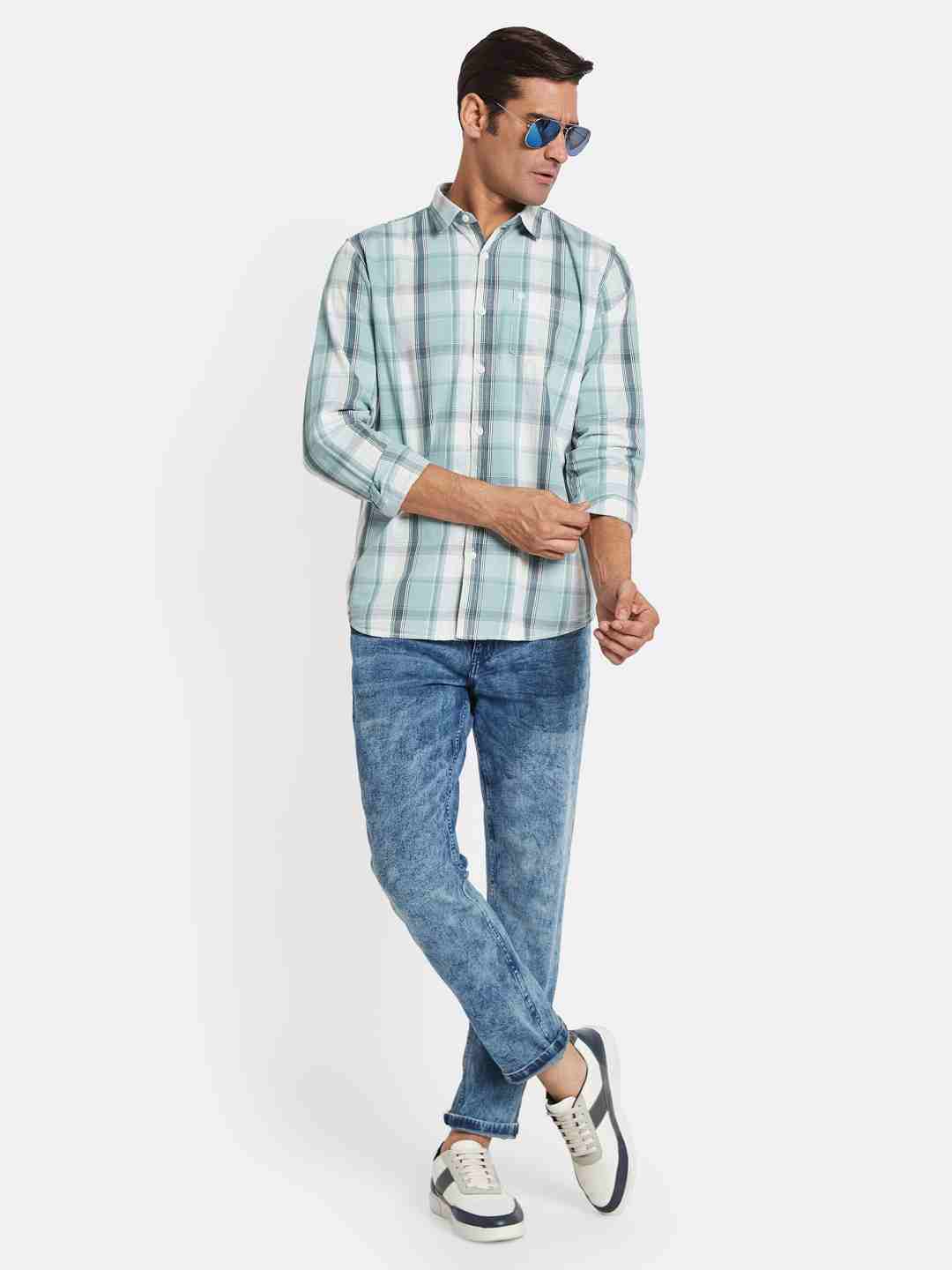 METTLE Men Opaque Checked Casual Shirt