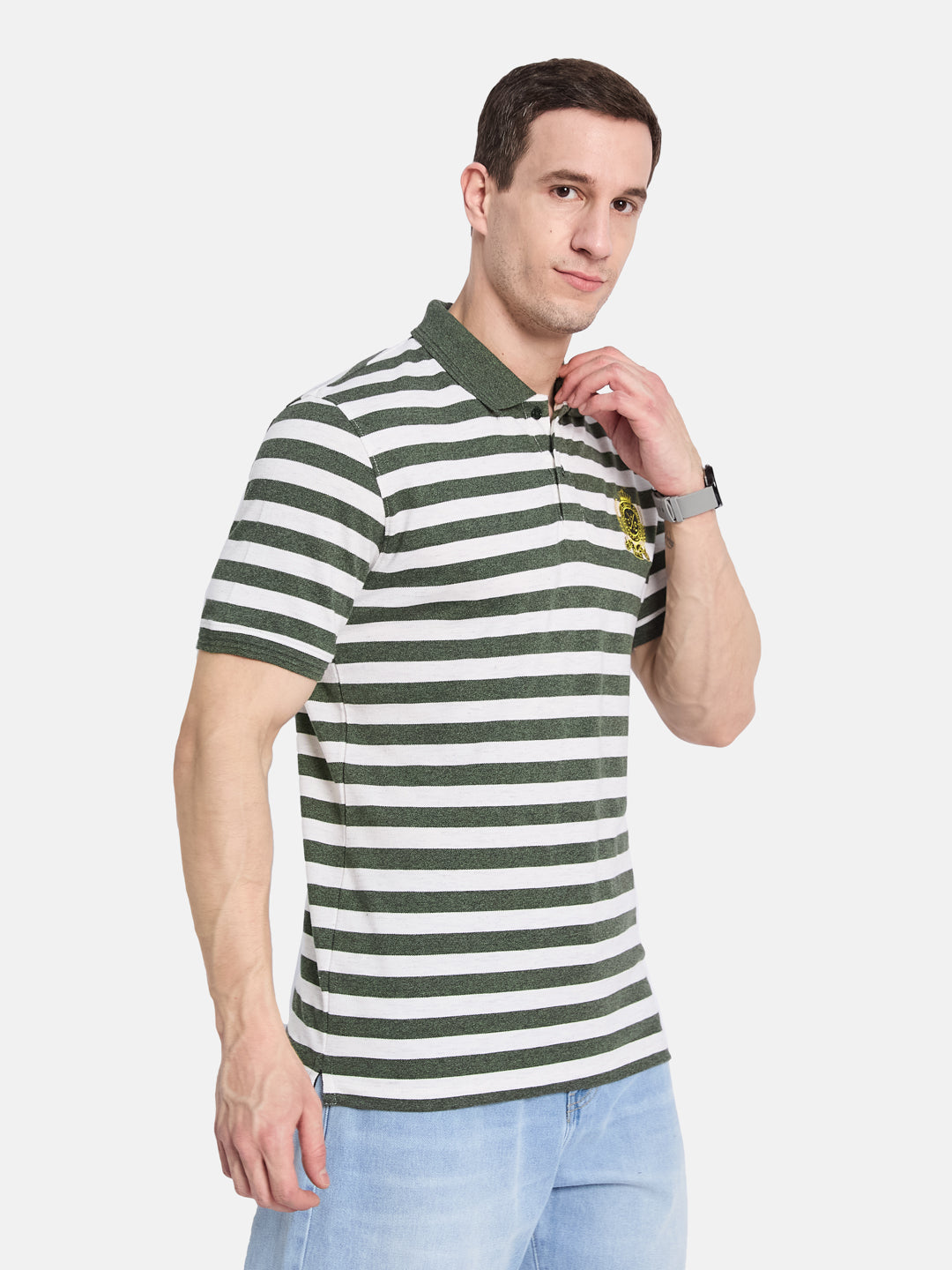 Octave Men Colourblocked Polo Collar T-shirt
