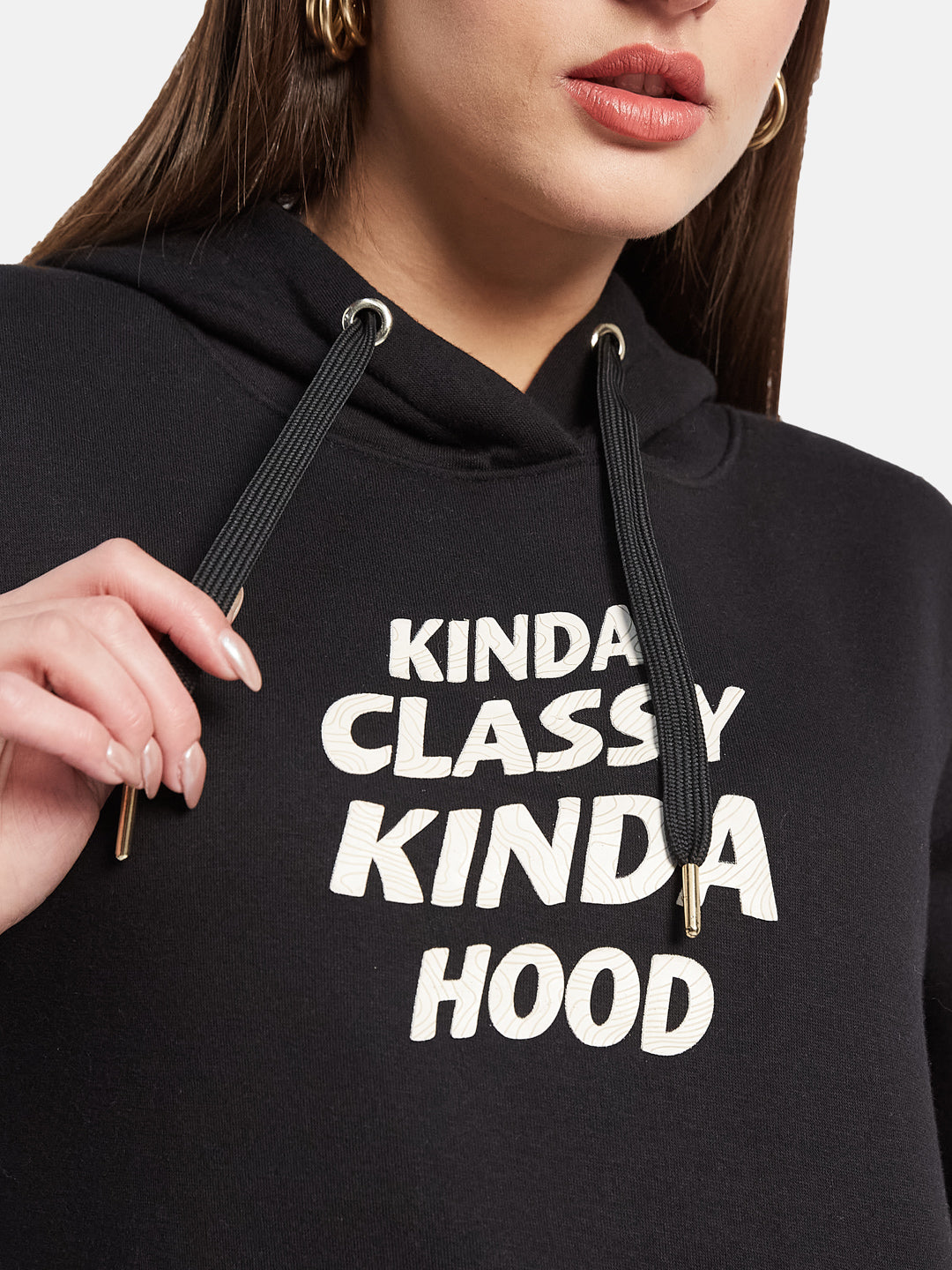 METTLE Women Printed Hooded Sweatshirt