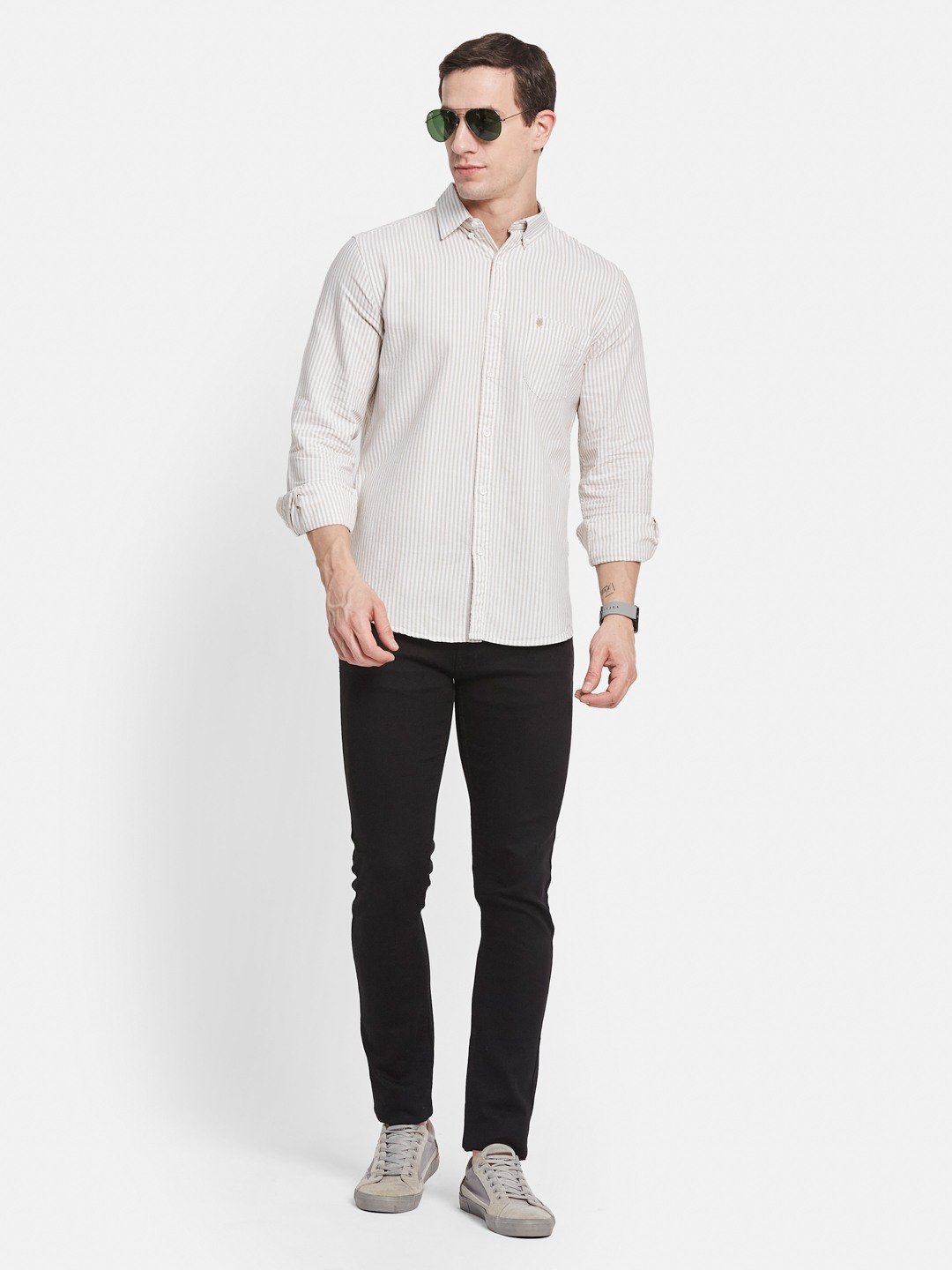 METTLE Men Multi Stripes Opaque Striped Casual Shirt