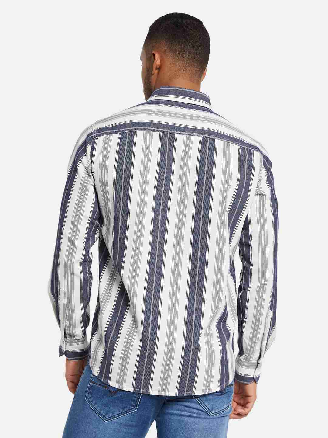 METTLE Men Multi Stripes Opaque Striped Casual Shirt