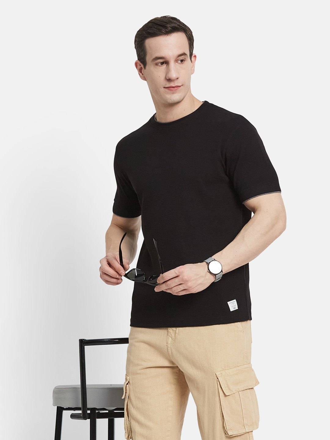 CORE ROUND NECK WAFFLE KNIT T-SHIRT
