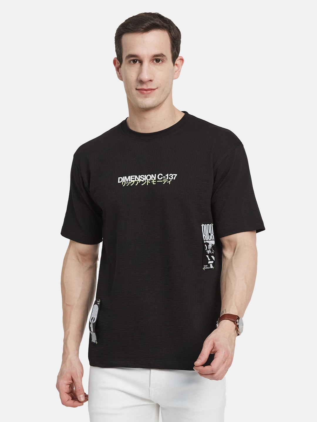 OVERSIZED WARNER BROTHERS BACK PRINT ROUND NECK SEER SUCKER T-SHIRT