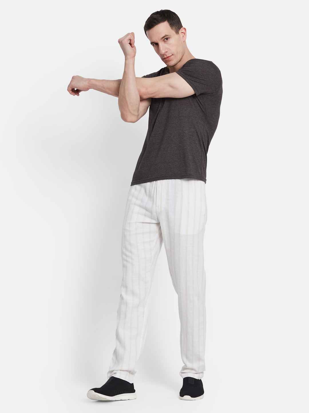 Octave Men Striped Cotton Track Pant
