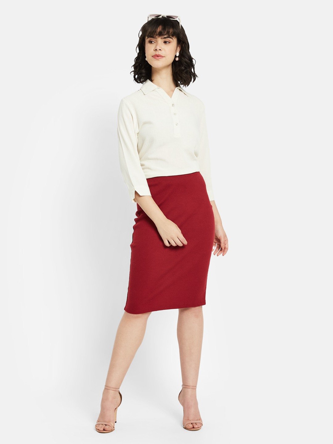 METTLE Women Natural Shirt Collar Regular Top