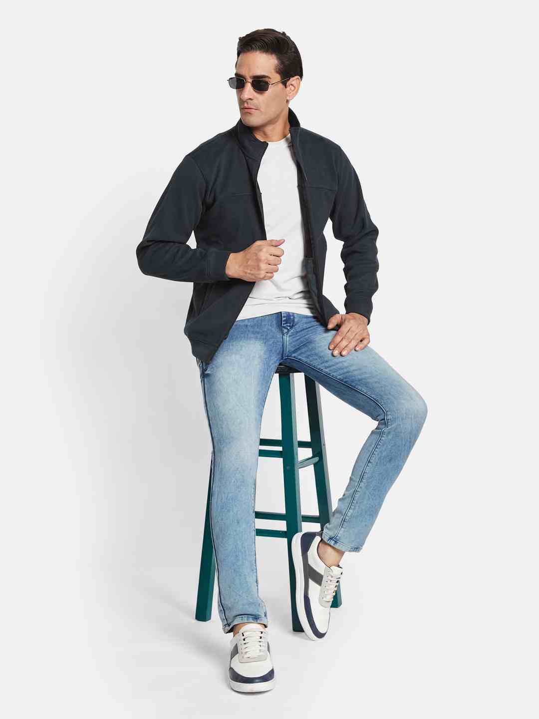 Octave Men Mandarin Collar Long Sleeves Sweatshirt