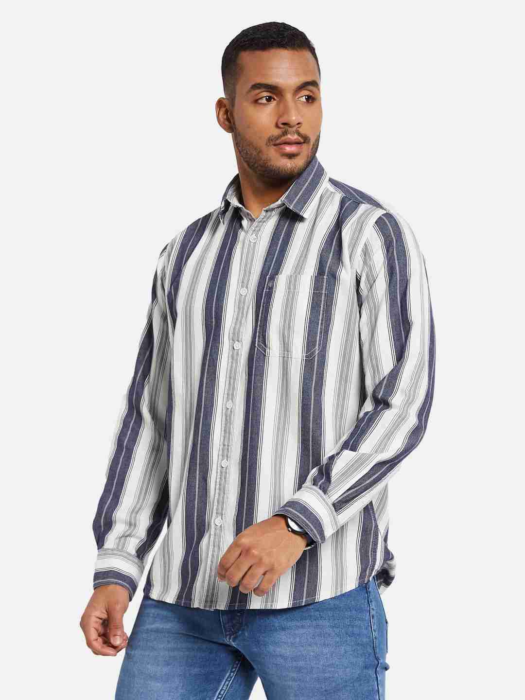METTLE Men Multi Stripes Opaque Striped Casual Shirt