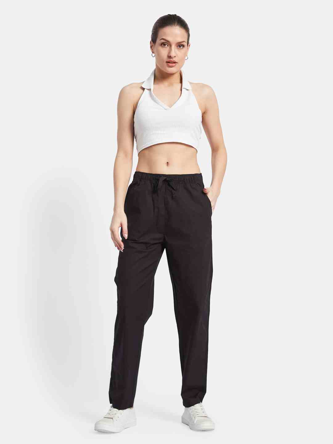 METTLE Women Cotton Mid Rise Track Pants
