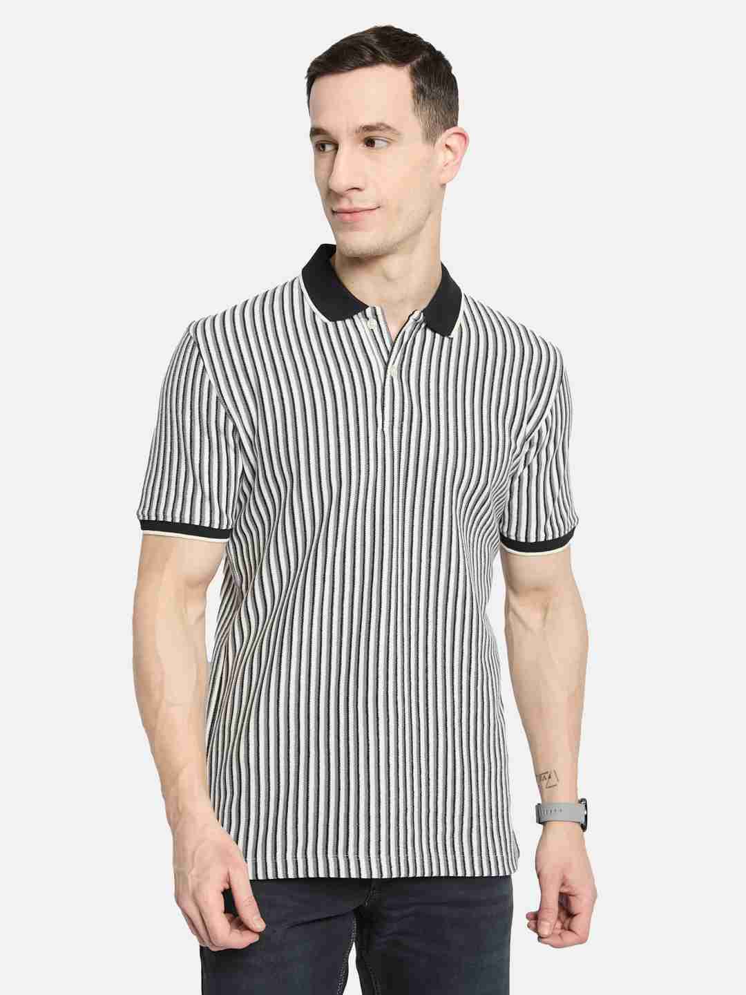Octave Men Striped Polo Collar T-shirt