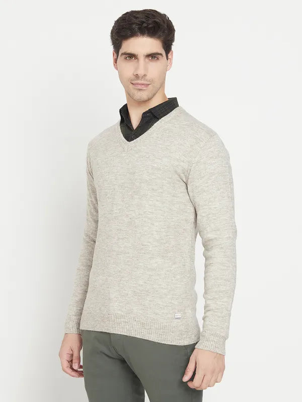 Cream-Coloured Acrylic Full Sleeve Pullover Sweater