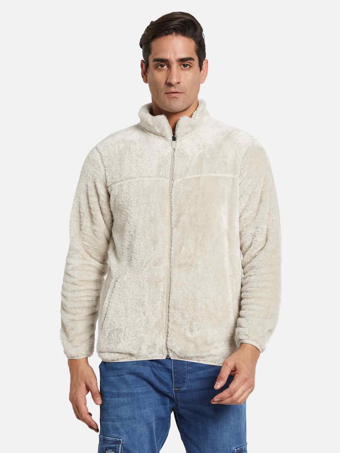 Octave Men Mock Collar Front-Open Sweatshirt