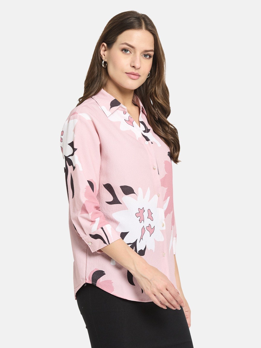 METTLE Women Floral Printed Polo Collar T-shirt
