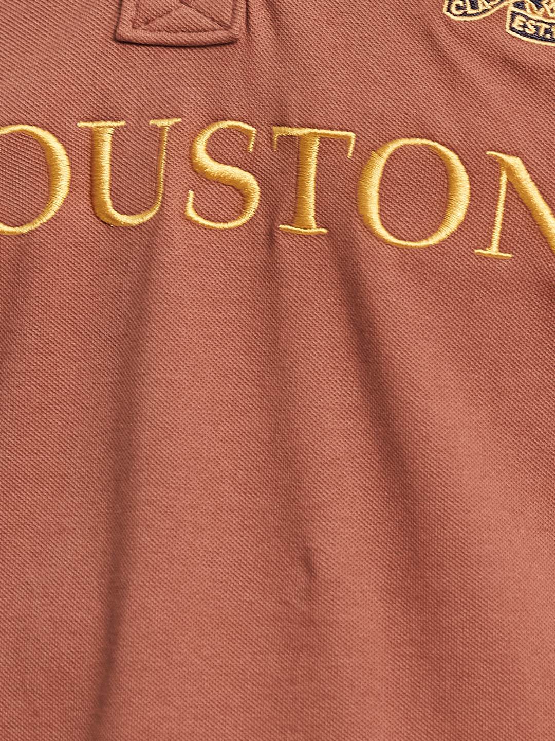 CHEST PRINT POLO NECK EMBROIDED APPLIQUE PIQUE LYCRA T-SHIRT