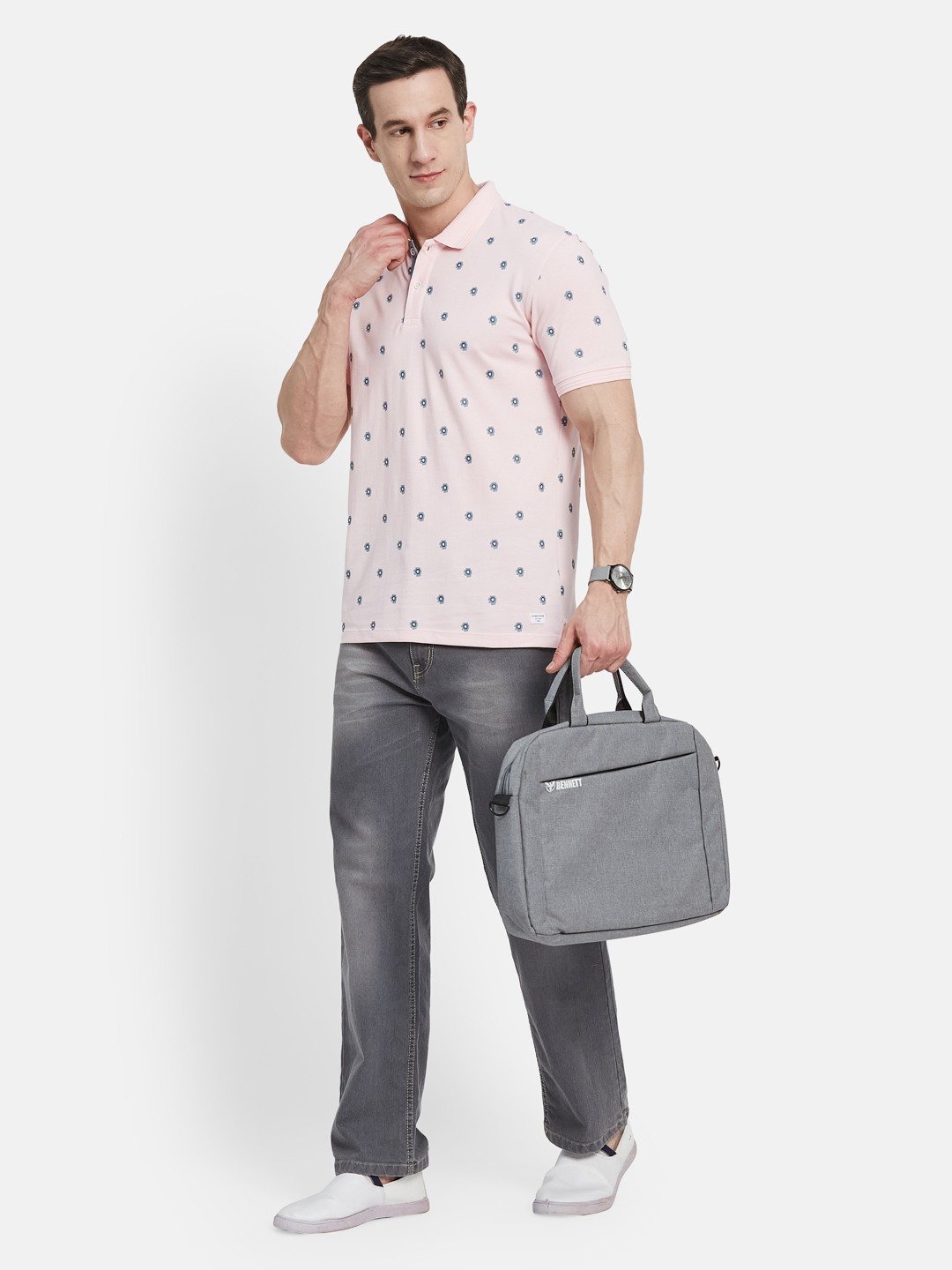 AOP FLORAL PRINT  POLO NECK PIQUE T-SHIRT