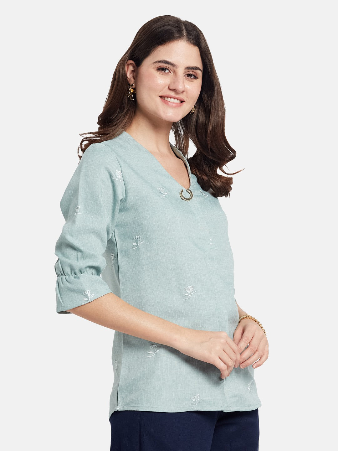 METTLE Women Floral Print Cotton Top
