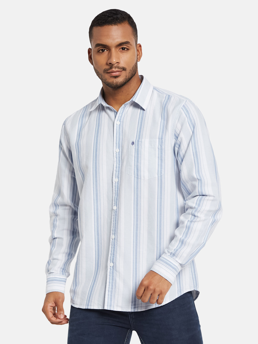 METTLE Men Multi Stripes Opaque Striped Casual Shirt