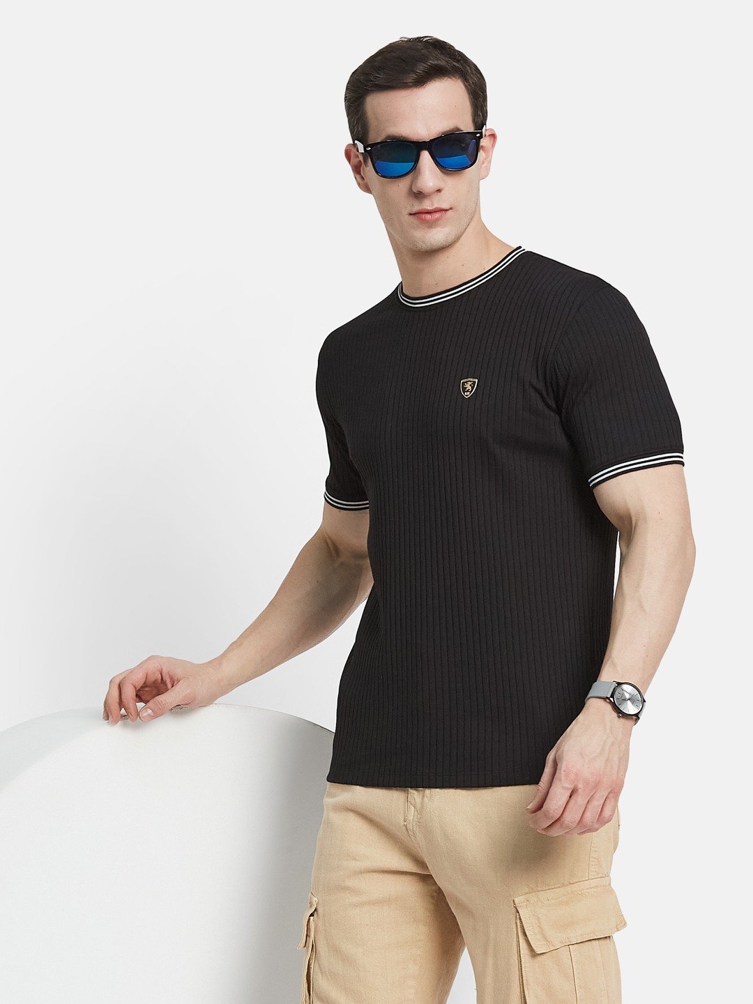STRUCTURE ROUND NECK RIB STRUCTURE T-SHIRT