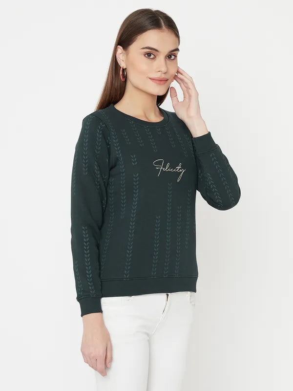 Mettle Women Green Printed Sweatshirt