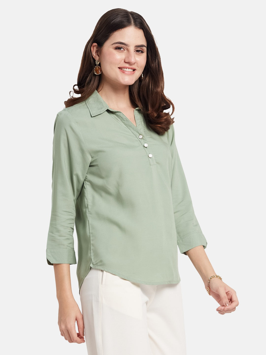 METTLE Women Shirt Style Cotton Top
