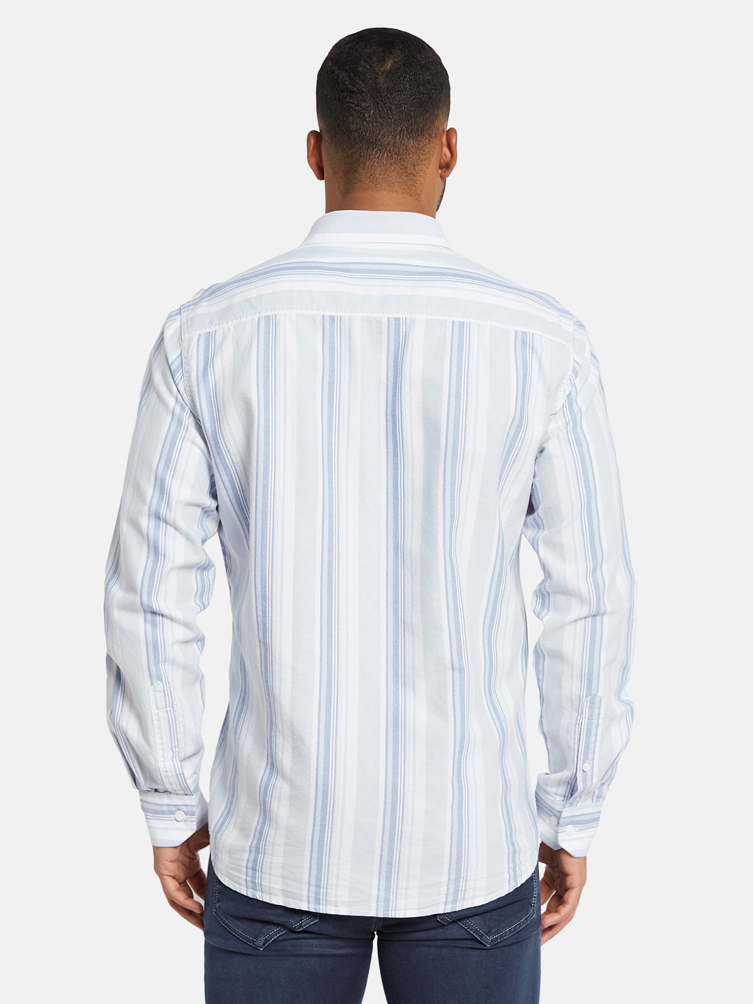 METTLE Men Multi Stripes Opaque Striped Casual Shirt