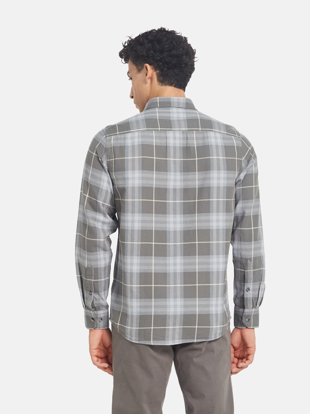 METTLE SS25 Checked Spread Collar Casual Cotton Shirt