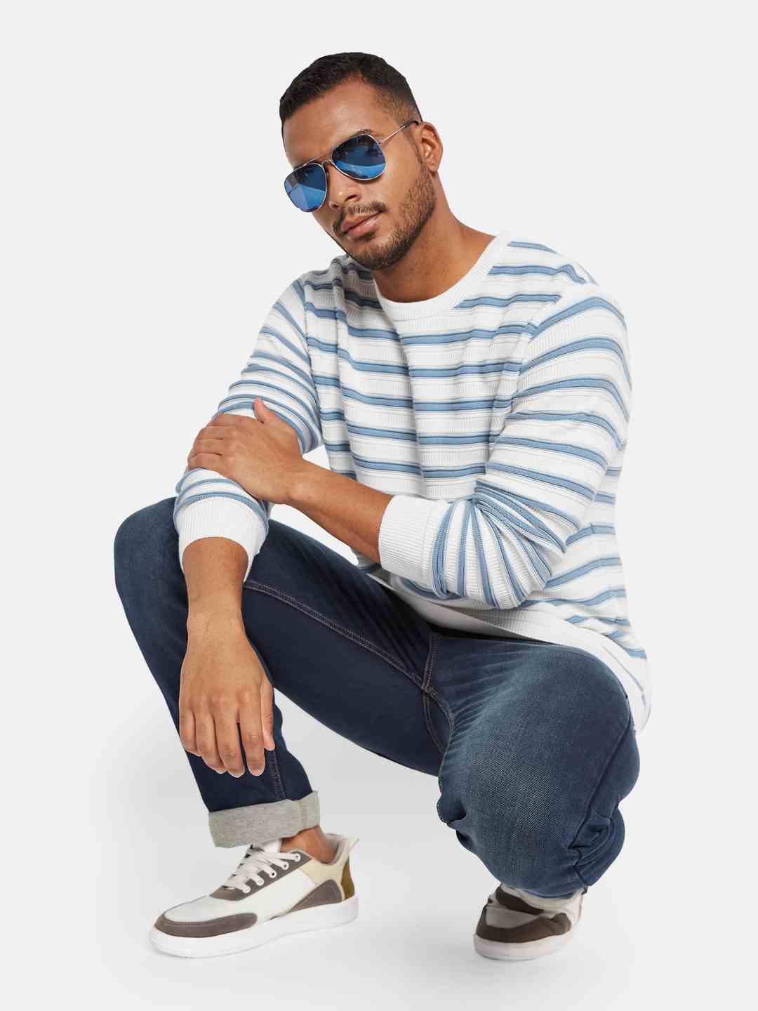 METTLE Men Striped Pullover