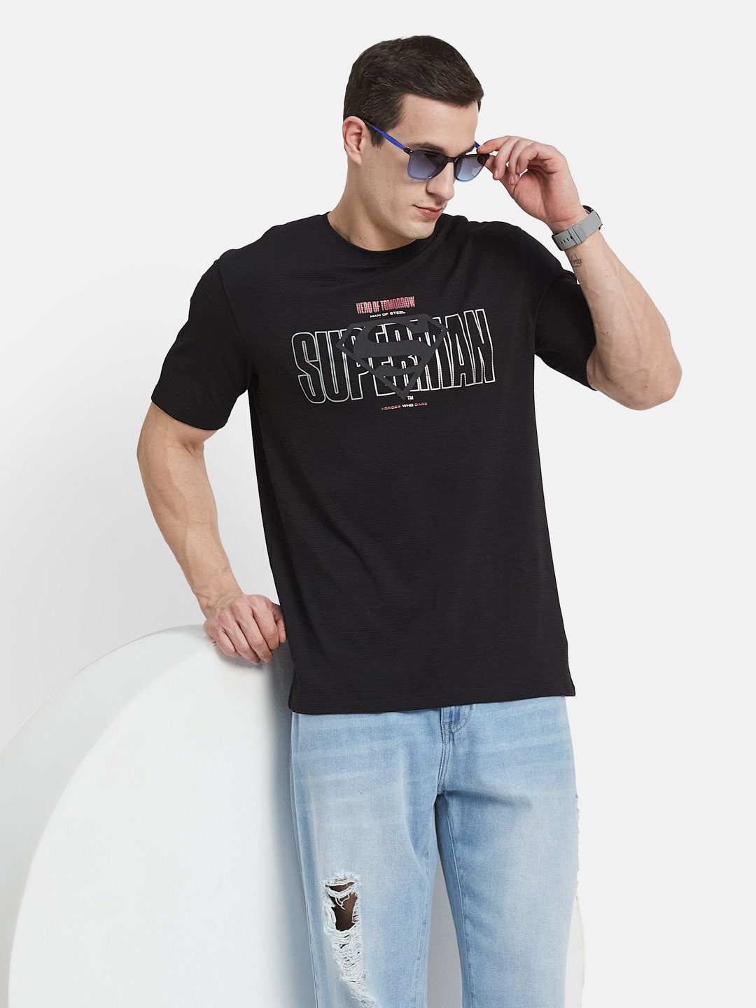 CHEST PRINT ROUND NECK NYLON OTTOMAN