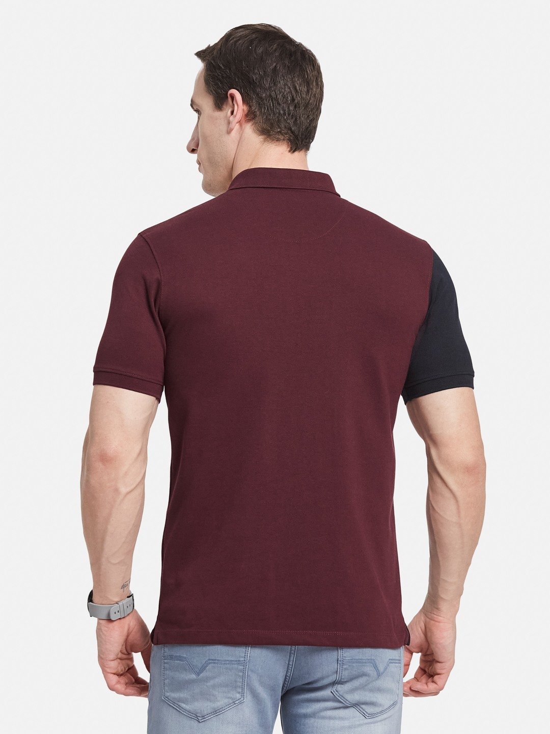 CUT N SEW POLO NECK PIQUE  T-SHIRT