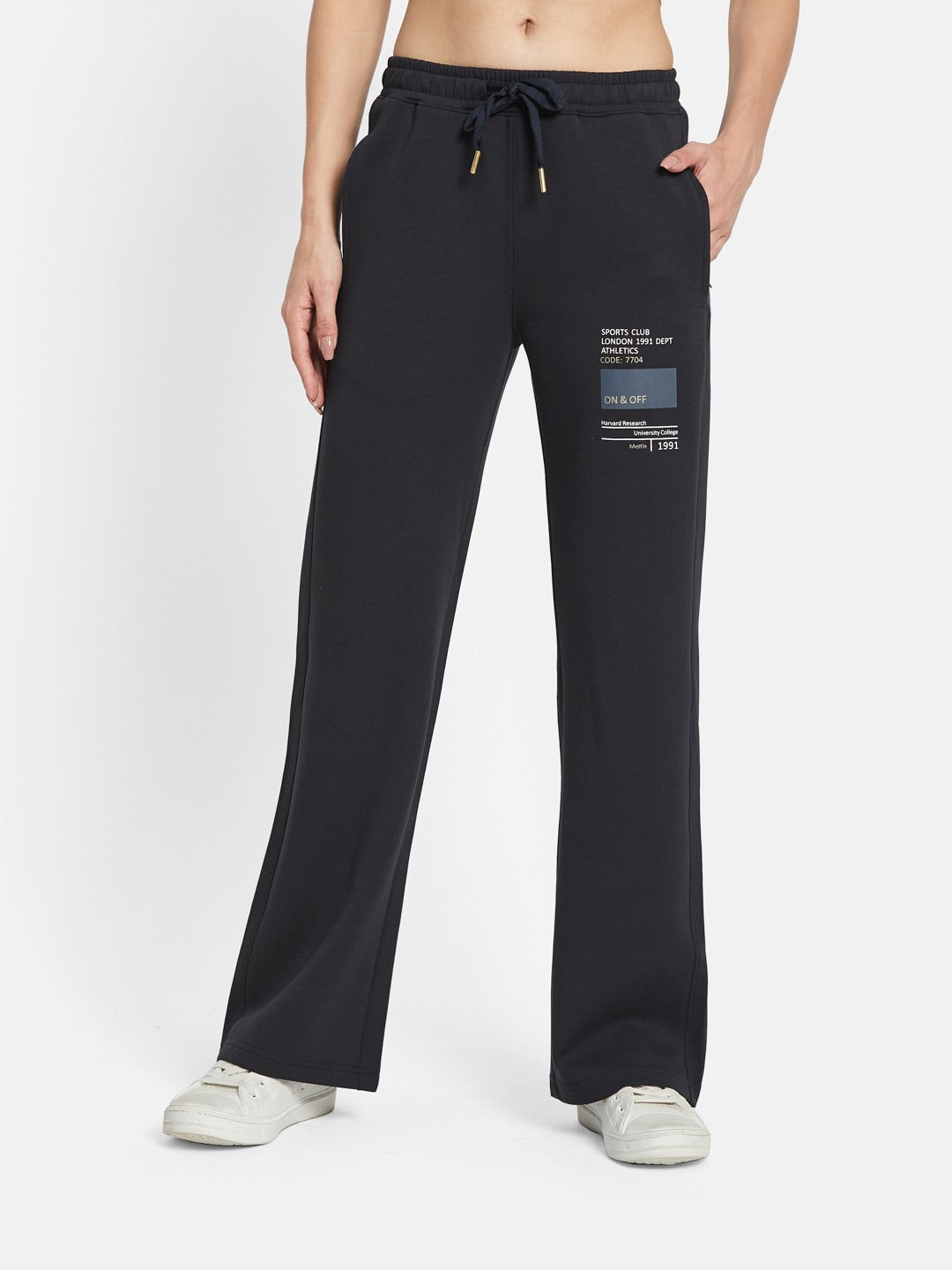 METTLE Women Printed Cotton Mid Rise Track Pants