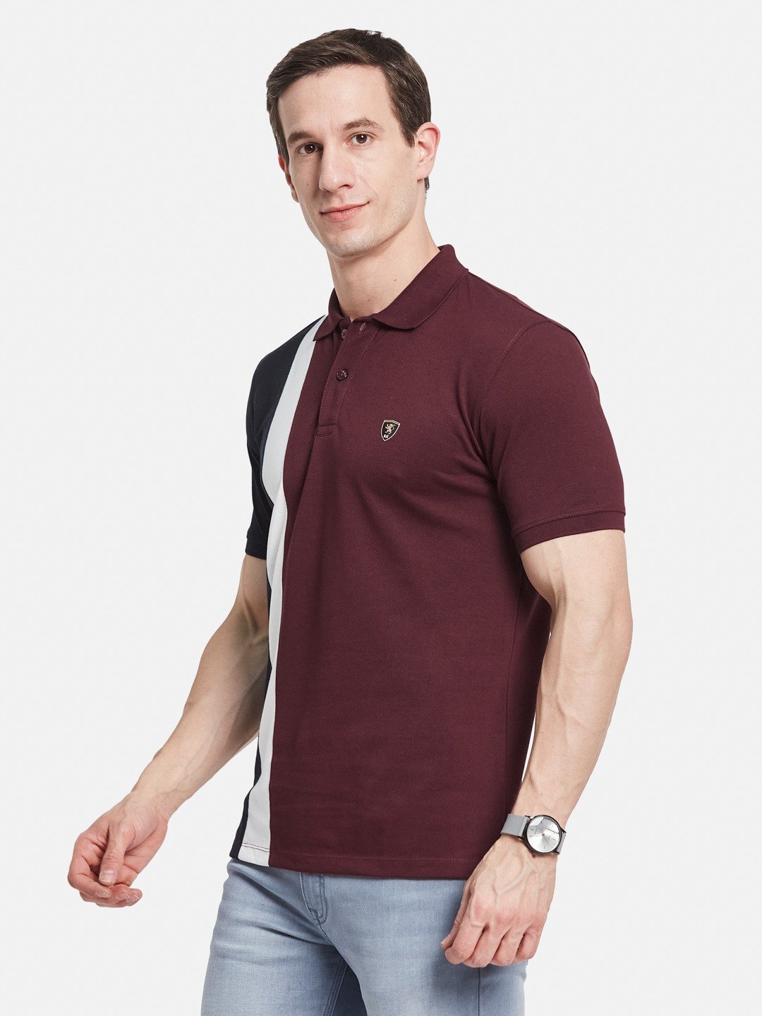 CUT N SEW POLO NECK PIQUE  T-SHIRT