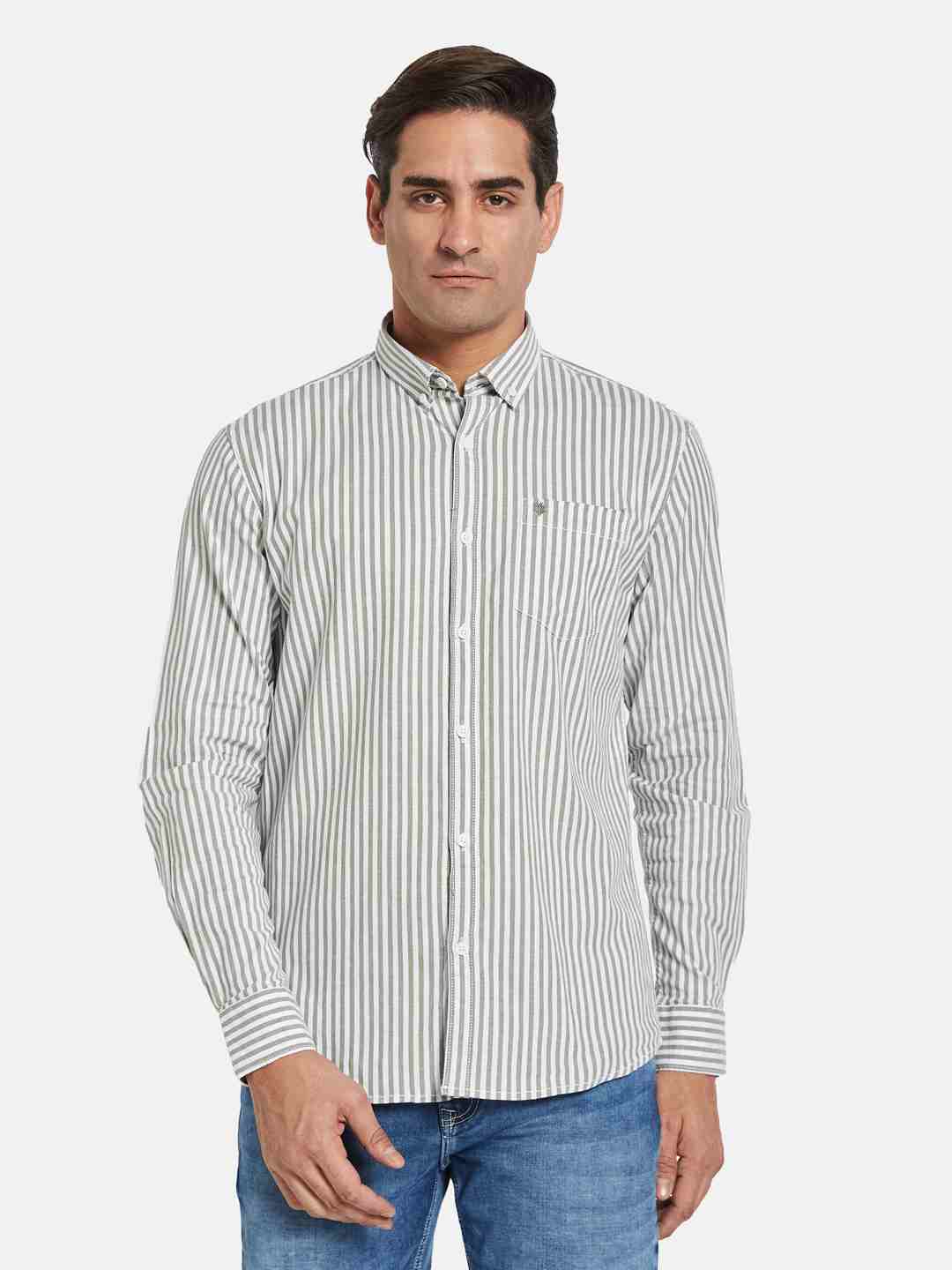 METTLE Men Multi Stripes Opaque Striped Casual Shirt