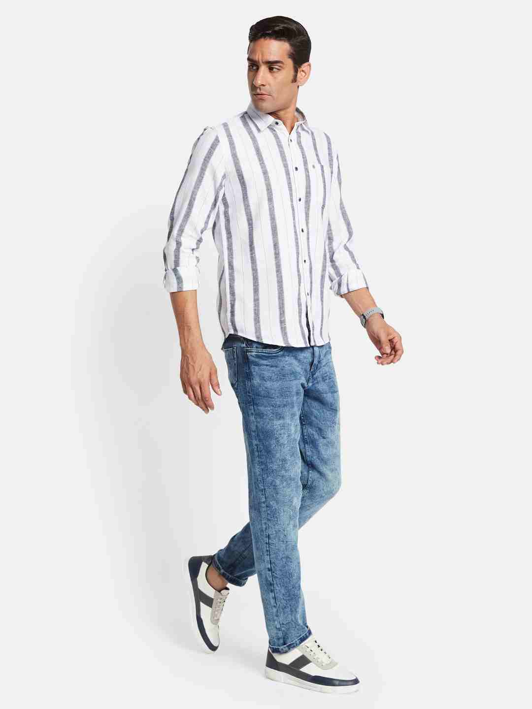 METTLE Men Multi Stripes Opaque Striped Casual Shirt